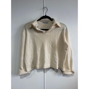 Vintage Bernhard Altmann Sweater Womens Medium White Cashmere Collared‎ Austria
